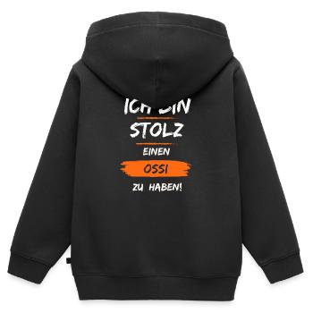 Stolz auf meinen Ossi - Kinder Premium Organic Zip Hoodie - Schwarz - Hinten - AI Model Kid Male (0cm)