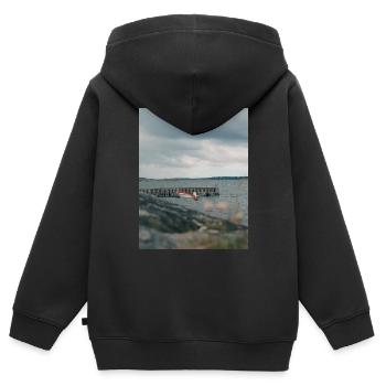 océan - Sweat Premium à capuche zippé enfant bio - noir - Dos - AI Model Kid Male (0cm)