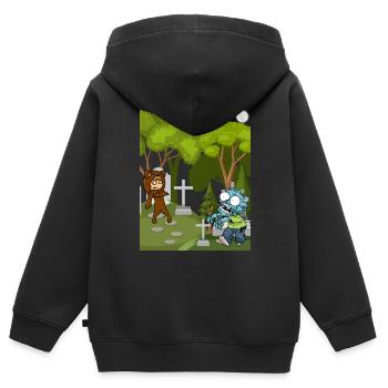 Cimetière des zombies - Sweat Premium à capuche zippé enfant bio - noir - Dos - AI Model Kid Male (0cm)