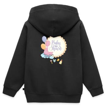 Baby shower 2 - Sweat Premium à capuche zippé enfant bio - noir - Dos - AI Model Kid Male (0cm)