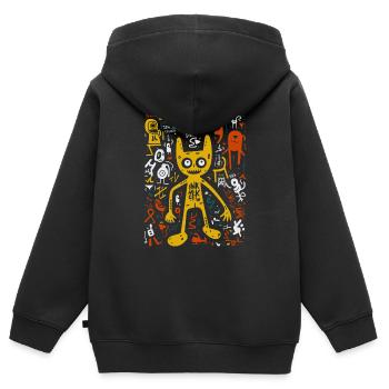 Street Art Whiskers: Halloween Graffiti Cat Tee - Sweat Premium à capuche zippé enfant bio - noir - Dos - AI Model Kid Male (0cm)