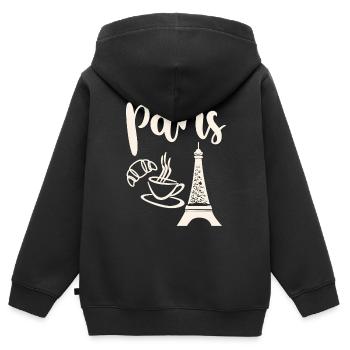 Cadeau Design graphique Paris Tour Eiffel France - Sweat Premium à capuche zippé enfant bio - noir - Dos - AI Model Kid Male (0cm)