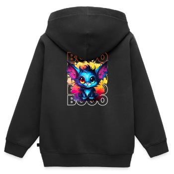 Chibi Swoop & Booo! Nächtliches Flatter-T-Shirt! - Kinder Premium Organic Zip Hoodie - Schwarz - Hinten - AI Model Kid Male (0cm)