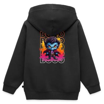 Chibi Durst & Booo! Nightcrawler Vampir T-Shirt! - Kinder Premium Organic Zip Hoodie - Schwarz - Hinten - AI Model Kid Male (0cm)