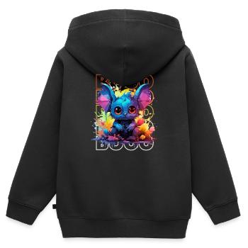 Chibi Flap & Booo! Playful Bat Tee! - Kids Premium Organic Zip-up Hoodie - black - Back - AI Model Kid Male (0cm)