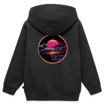 Digital Waves - Kids Premium Organic Zip-up Hoodie - black - Back - AI Model Kid Male (0cm)
