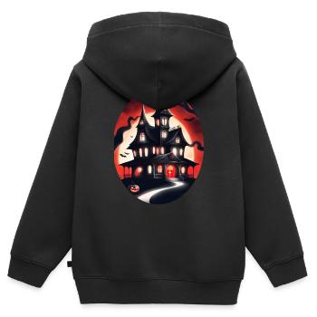 Halloween - Kinder Premium Organic Zip Hoodie - Schwarz - Hinten - AI Model Kid Male (0cm)