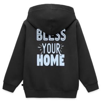 Bless your Home - Kinder Premium Organic Zip Hoodie - Schwarz - Hinten - AI Model Kid Male (0cm)