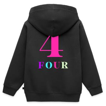 Four-4e anniversaire - Sweat Premium à capuche zippé enfant bio - noir - Dos - AI Model Kid Male (0cm)