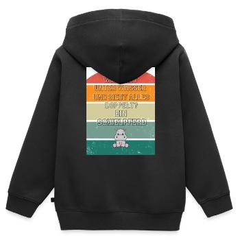 Retro Nilpferd - Kinder Premium Organic Zip Hoodie - Schwarz - Hinten - AI Model Kid Male (0cm)