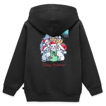 Black Red Cat Christmas Christmas T Shirt - Sweat Premium à capuche zippé enfant bio - noir - Dos - AI Model Kid Male (0cm)