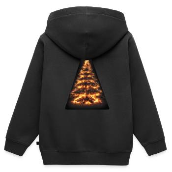 Feuriger Weihnachtsbaum - Kinder Premium Organic Zip Hoodie - Schwarz - Hinten - AI Model Kid Male (0cm)