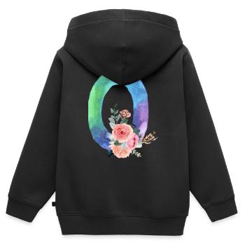 Letter o watercolour - Kids Premium Organic Zip-up Hoodie - black - Back - AI Model Kid Male (0cm)