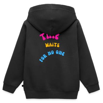 Time - Kids Premium Organic Zip-up Hoodie - black - Back - AI Model Kid Male (0cm)