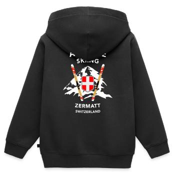 Alpine Skiing | Ski | Zermatt | Switzerland - Kids Premium Organic Zip-up Hoodie - black - Back - AI Model Kid Male (0cm)