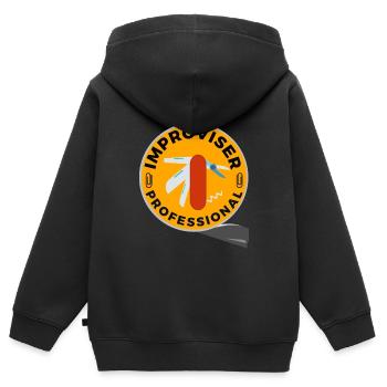 Improvisator Profi - Kinder Premium Organic Zip Hoodie - Schwarz - Hinten - AI Model Kid Male (0cm)