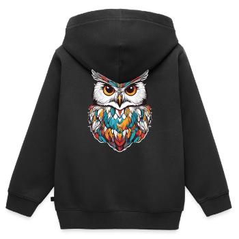 Harfang des neiges - Sweat Premium à capuche zippé enfant bio - noir - Dos - AI Model Kid Male (0cm)