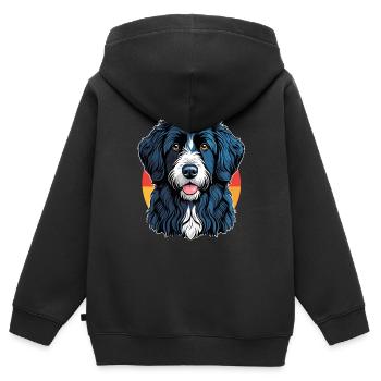 Portugiesischer Schäferhund - Kinder Premium Organic Zip Hoodie - Schwarz - Hinten - AI Model Kid Male (0cm)