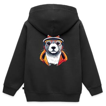 Siegel - Kinder Premium Organic Zip Hoodie - Schwarz - Hinten - AI Model Kid Male (0cm)