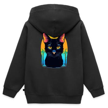 Chat de Bombay - Sweat Premium à capuche zippé enfant bio - noir - Dos - AI Model Kid Male (0cm)
