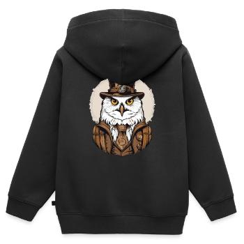 Harfang des neiges - Sweat Premium à capuche zippé enfant bio - noir - Dos - AI Model Kid Male (0cm)
