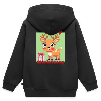 Renne de Noël - Sweat Premium à capuche zippé enfant bio - noir - Dos - AI Model Kid Male (0cm)