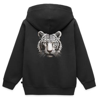 Enigmatic Op Art Tiger Illusion Artwork - Kids Premium Organic Zip-up Hoodie - black - Back - AI Model Kid Male (0cm)