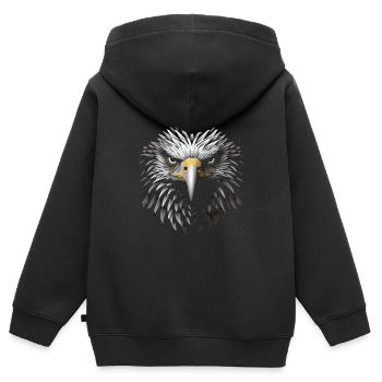 Regal Op Art Eagle toile chef-d’œuvre - Sweat Premium à capuche zippé enfant bio - noir - Dos - AI Model Kid Male (0cm)