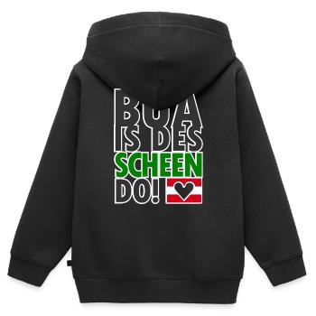 Austrian dialect Dialect Nice - Kids Premium Organic Zip-up Hoodie - black - Back - AI Model Kid Male (0cm)