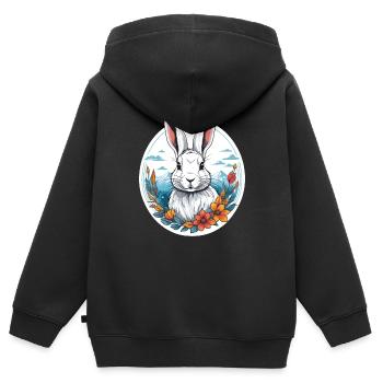 Lièvre arctique - Sweat Premium à capuche zippé enfant bio - noir - Dos - AI Model Kid Male (0cm)