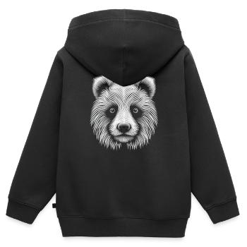 Enchanteur Op Art Panda Portrait toile - Sweat Premium à capuche zippé enfant bio - noir - Dos - AI Model Kid Male (0cm)