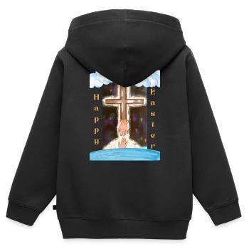 Religious Easter - Kids Premium Organic Zip-up Hoodie - black - Back - AI Model Kid Male (0cm)