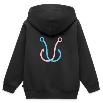 Angelhaken - Kinder Premium Organic Zip Hoodie - Schwarz - Hinten - AI Model Kid Male (0cm)