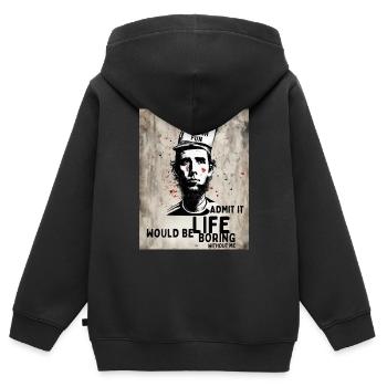 Admets-le, la vie serait ennuyeuse sans moi - Sweat Premium à capuche zippé enfant bio - noir - Dos - AI Model Kid Male (0cm)