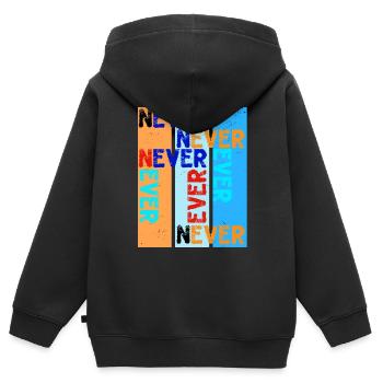 nie im Leben - Kinder Premium Organic Zip Hoodie - Schwarz - Hinten - AI Model Kid Male (0cm)