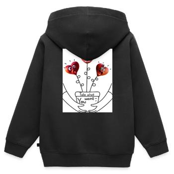 Prenez ce que vous voulez. Prends ce que tu veux. - Sweat Premium à capuche zippé enfant bio - noir - Dos - AI Model Kid Male (0cm)