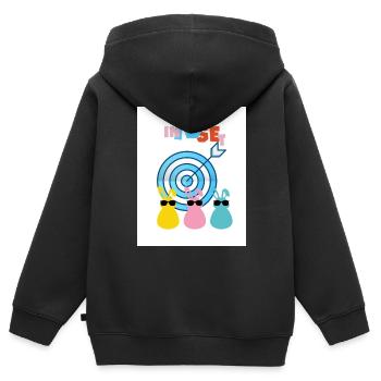 Geschossen um 10. Intensiv und präzise. - Kinder Premium Organic Zip Hoodie - Schwarz - Hinten - AI Model Kid Male (0cm)