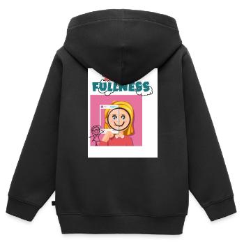 Hoffnung Fülle. Voller Hoffnung. Hoffen. - Kinder Premium Organic Zip Hoodie - Schwarz - Hinten - AI Model Kid Male (0cm)