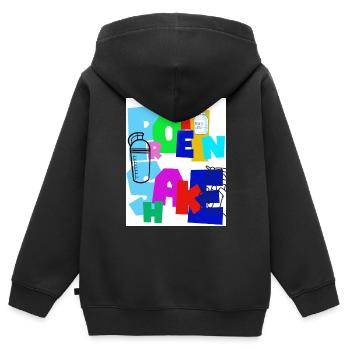 Shake protéiné. Supplément de protéines. Boisson. - Sweat Premium à capuche zippé enfant bio - noir - Dos - AI Model Kid Male (0cm)
