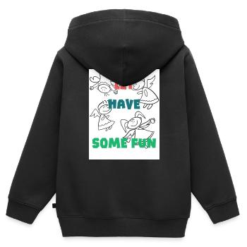 Lasst uns Spaß haben. - Kinder Premium Organic Zip Hoodie - Schwarz - Hinten - AI Model Kid Male (0cm)