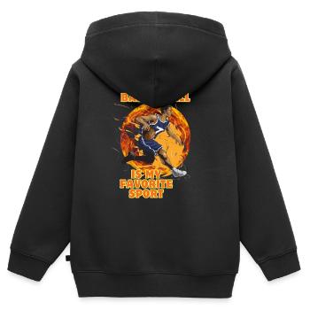 Basketball ist mein Lieblingssport - Kinder Premium Organic Zip Hoodie - Schwarz - Hinten - AI Model Kid Male (0cm)