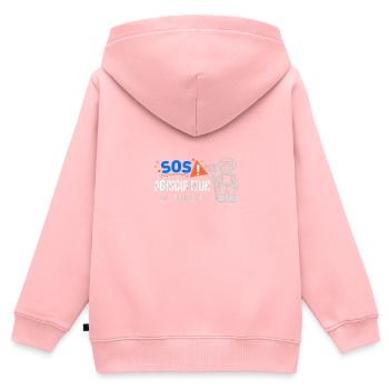 Agriculteur en détresse - Sweat Premium à capuche zippé enfant bio - rose - Dos - AI Model Kid Female (0cm)