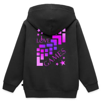 Building Blocks Player - Kids Premium Organic Zip-up Hoodie - black - Back - AI Model Kid Male (0cm)