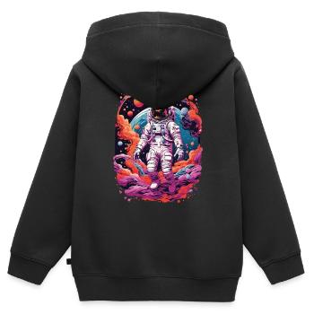 Outer Space Splash Art Coloré Amusant Spaceman - Sweat Premium à capuche zippé enfant bio - noir - Dos - AI Model Kid Male (0cm)