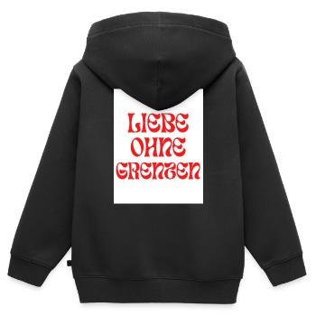 Liebe ohne Grenzen - Kinder Premium Organic Zip Hoodie - Schwarz - Hinten - AI Model Kid Male (0cm)