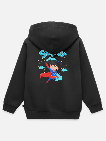 Super - Kinder Premium Organic Zip Hoodie - Schwarz