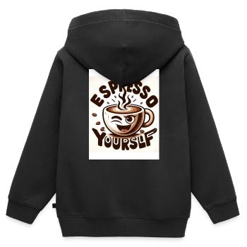 Espresso yourself - Kinder Premium Organic Zip Hoodie - Schwarz - Hinten - AI Model Kid Male (0cm)