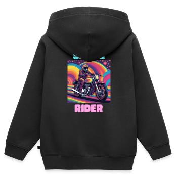 Space Rider - Kinder Premium Organic Zip Hoodie - Schwarz - Hinten - AI Model Kid Male (0cm)