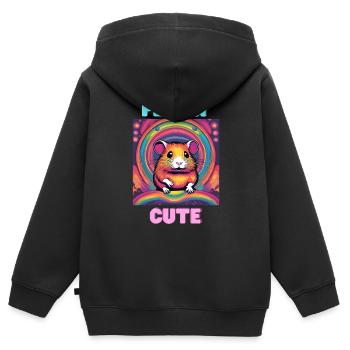 Se sentir mignon - Sweat Premium à capuche zippé enfant bio - noir - Dos - AI Model Kid Male (0cm)