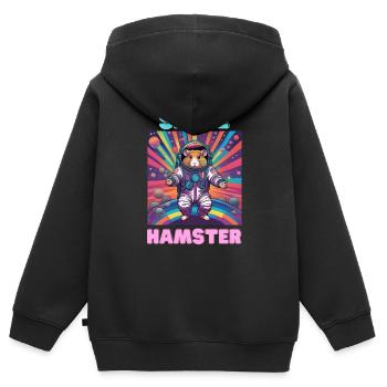 Space Hamster - Kinder Premium Organic Zip Hoodie - Schwarz - Hinten - AI Model Kid Male (0cm)